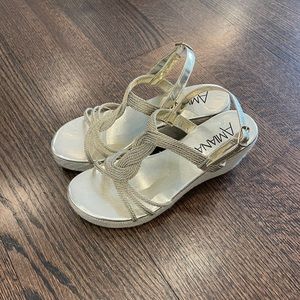 Amiana gold sparkly girls wedge sandals